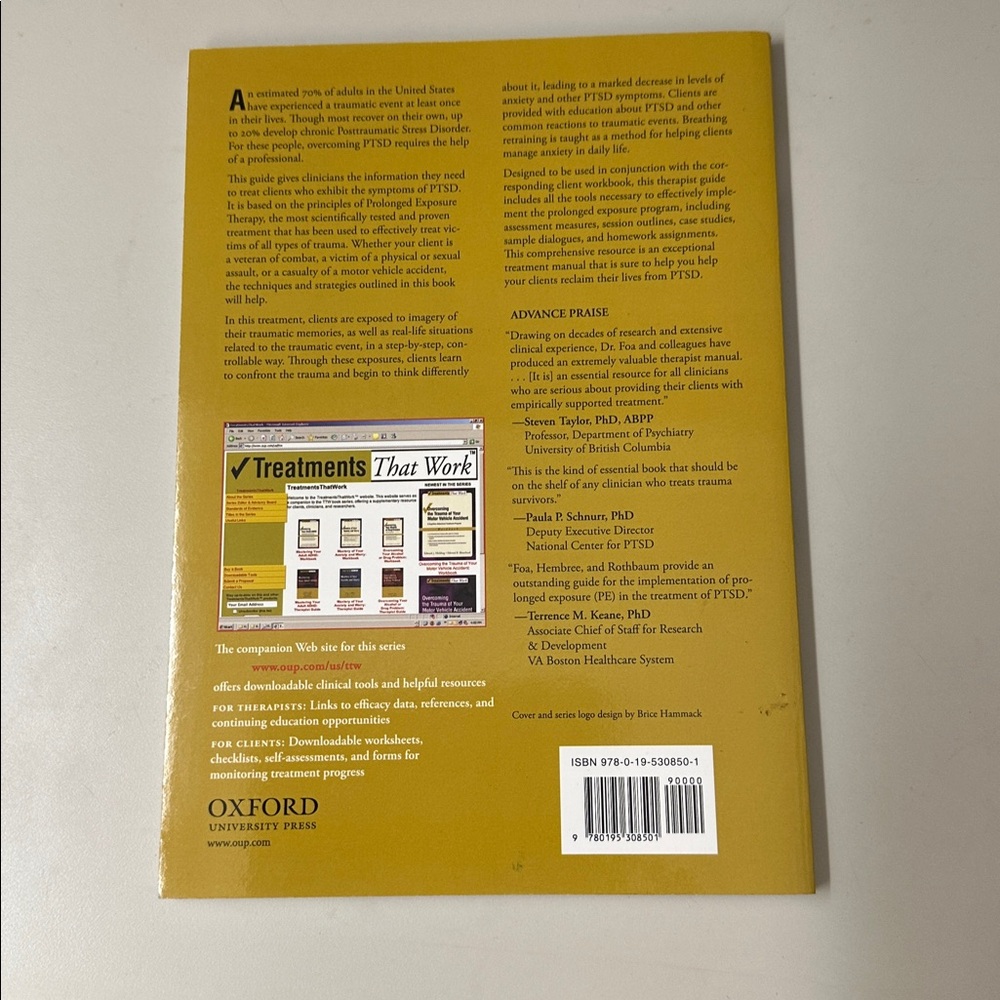 Prolonged Exposure Therapy for PTSD - Book - New! - Picture 2 of 2